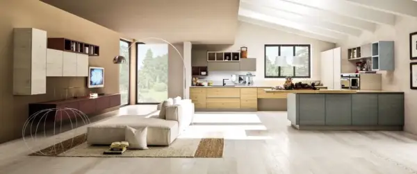 cucina-open-space-legno-chiaro-moderna